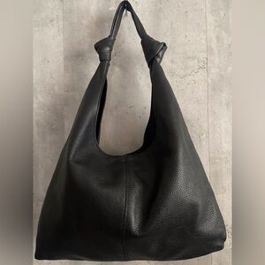 CUIR VERITABLE Italian Leather Black Knot Slouchy Hobo SATCHEL SHOULDER Handbag